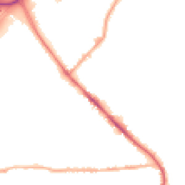 Night-time road noise heatmap for BD19 3TZ