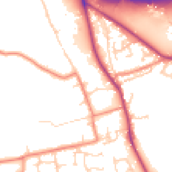 Daytime road noise heatmap for BD19 4AS