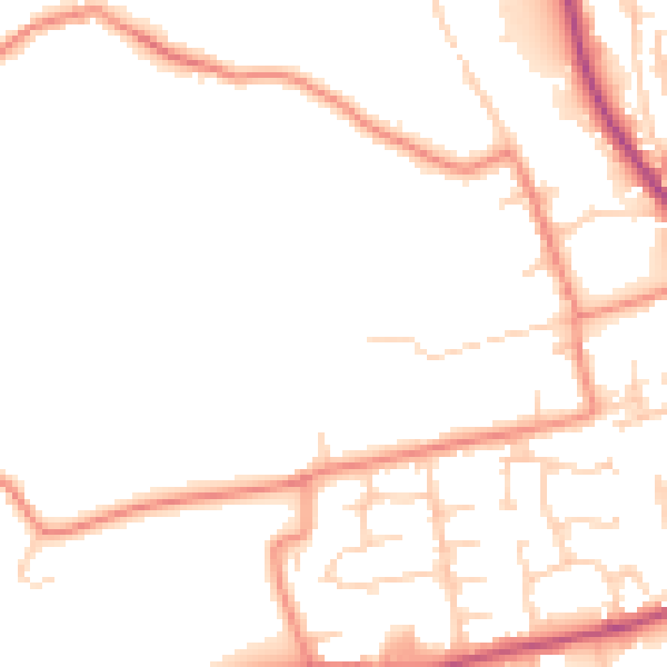 Daytime road noise heatmap for BD19 4DA