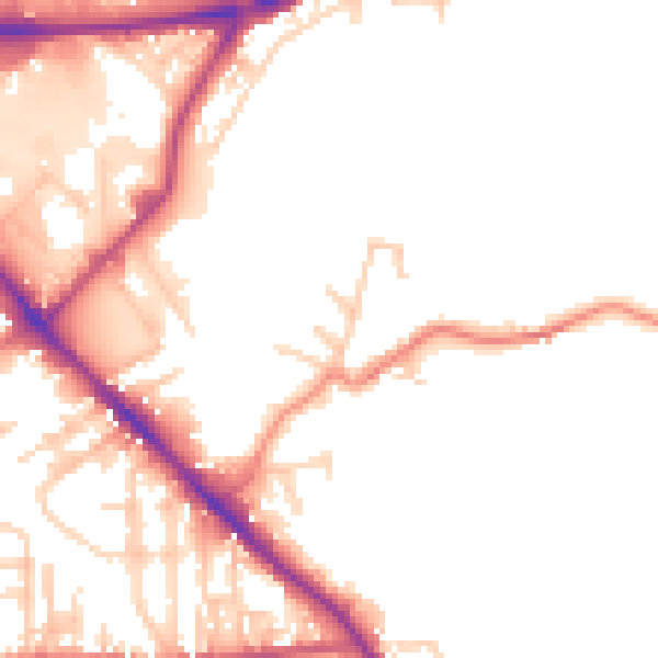 Daytime road noise heatmap for BD19 4EP