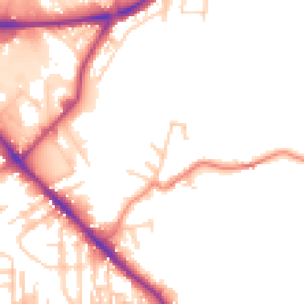 Daytime road noise heatmap for BD19 4ER