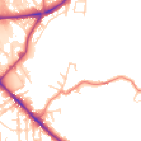 Daytime road noise heatmap for BD19 4ES