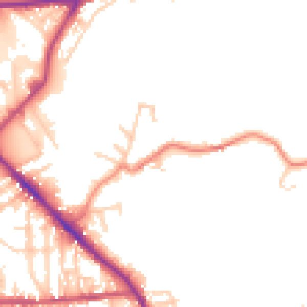 Daytime road noise heatmap for BD19 4ET