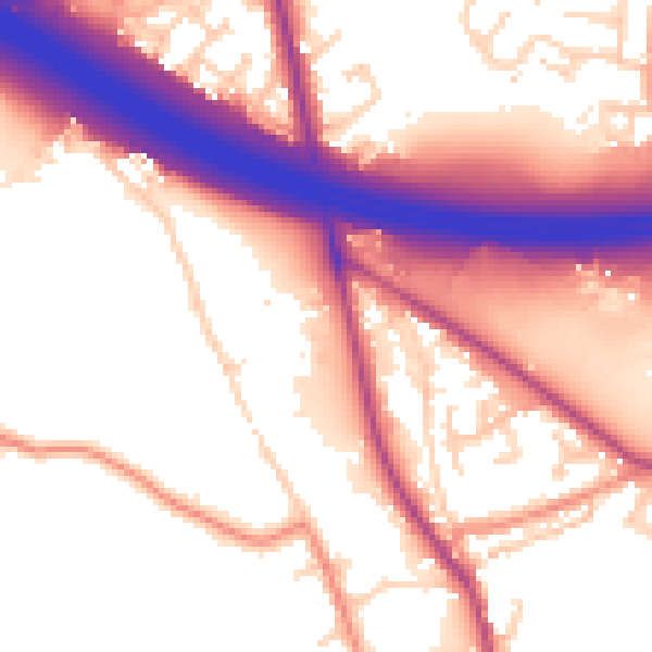Daytime road noise heatmap for BD19 4FD