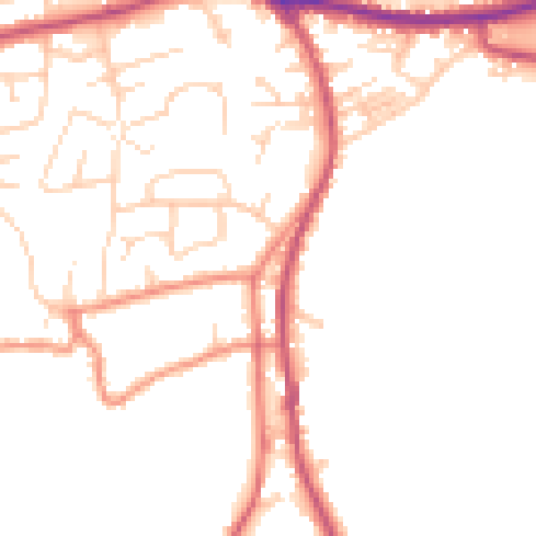 Daytime road noise heatmap for BD19 4HL