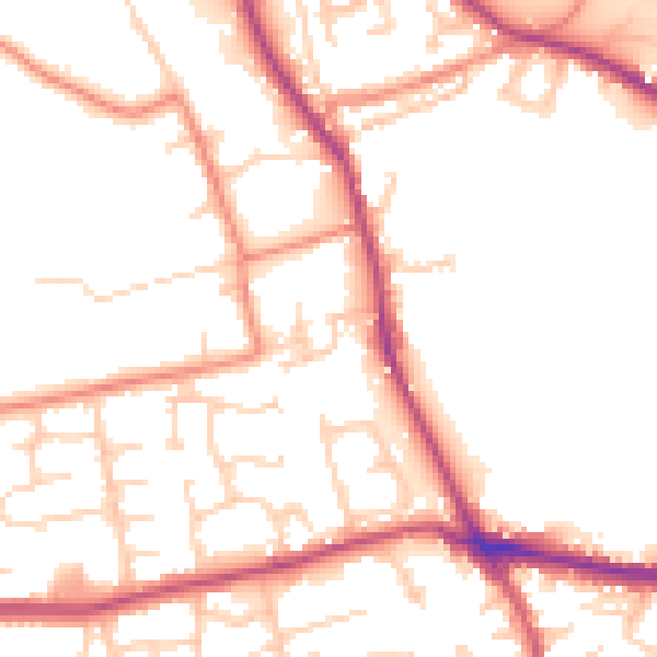Daytime road noise heatmap for BD19 4JT
