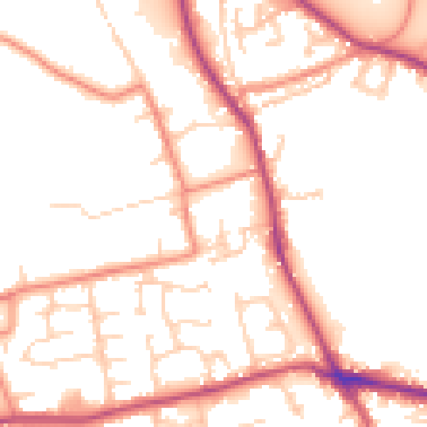 Daytime road noise heatmap for BD19 4LR