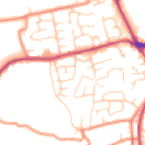 Daytime road noise heatmap for BD19 4NR