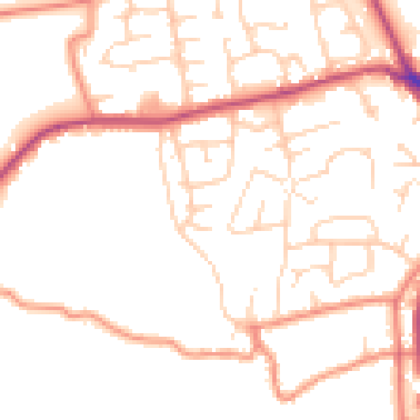 Daytime road noise heatmap for BD19 4NX