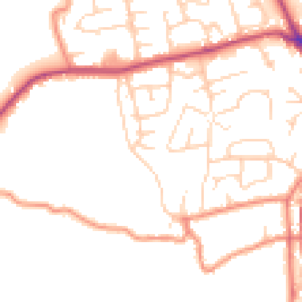 Daytime road noise heatmap for BD19 4PA