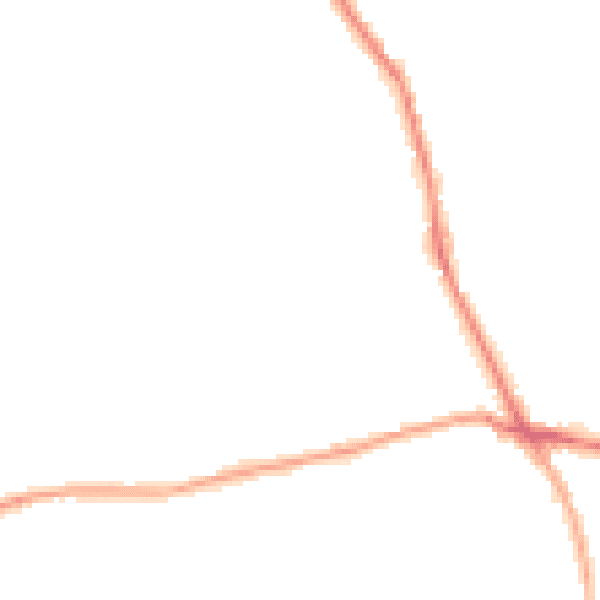 Night-time road noise heatmap for BD19 4PE