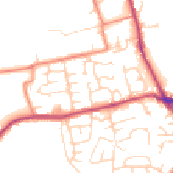 Daytime road noise heatmap for BD19 4PF