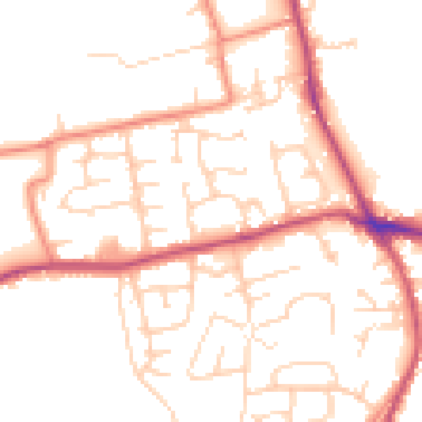 Daytime road noise heatmap for BD19 4PH