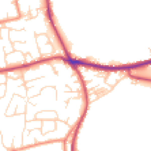 Daytime road noise heatmap for BD19 4QF