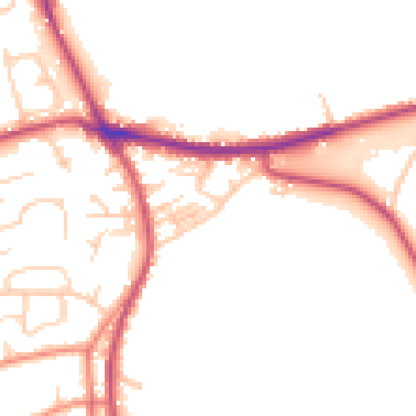 Daytime road noise heatmap for BD19 4QX