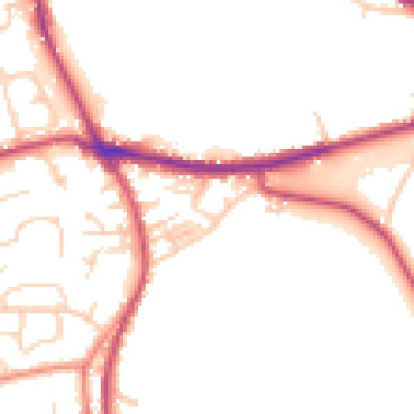 Daytime road noise heatmap for BD19 4QY