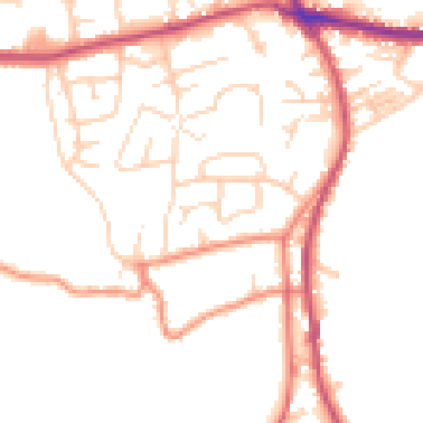Daytime road noise heatmap for BD19 4RP