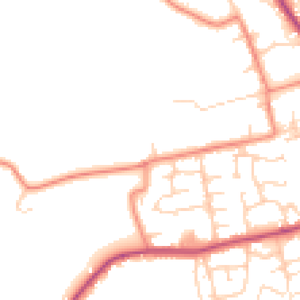 Daytime road noise heatmap for BD19 4SA