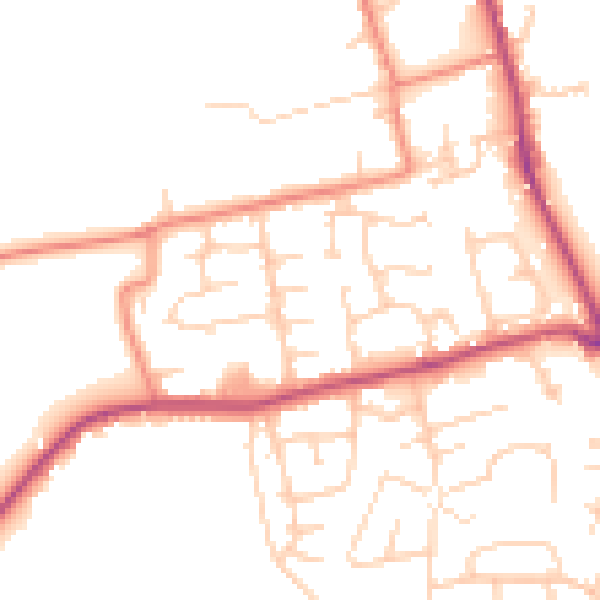 Daytime road noise heatmap for BD19 4SH