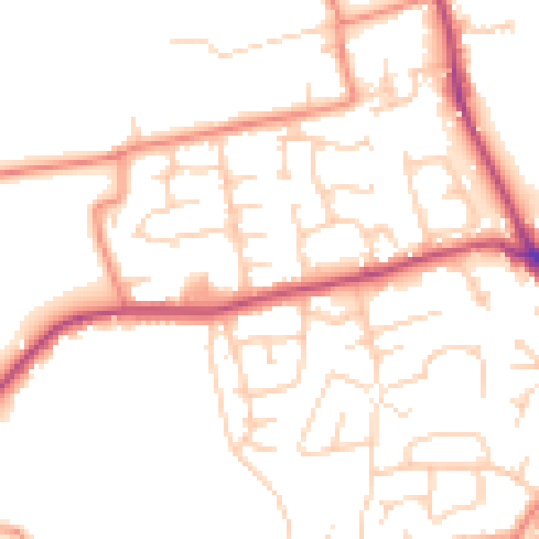 Daytime road noise heatmap for BD19 4SL