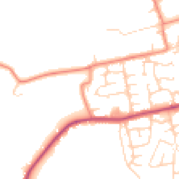 Daytime road noise heatmap for BD19 4SZ