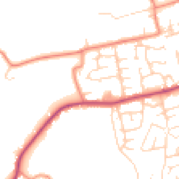 Daytime road noise heatmap for BD19 4TA