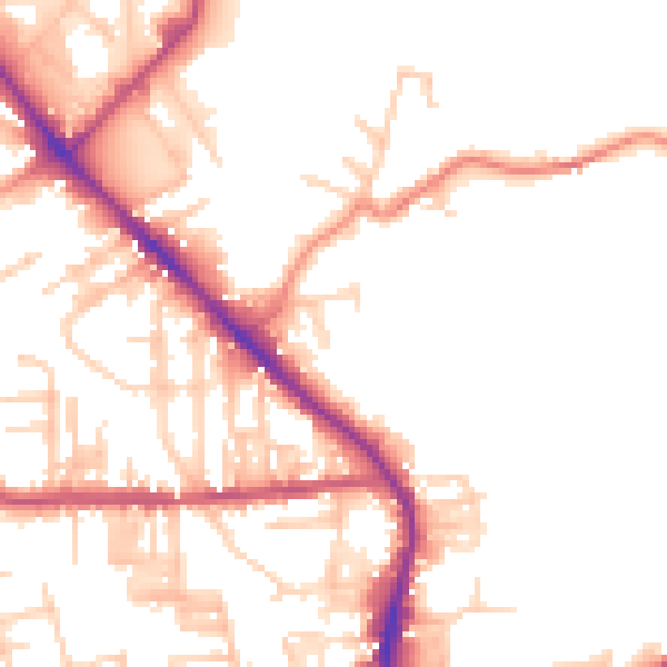 Daytime road noise heatmap for BD19 4TP