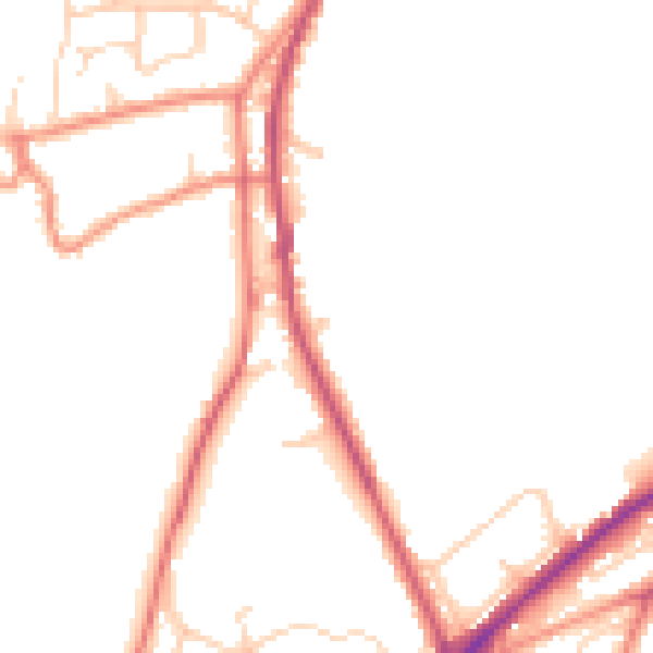 Daytime road noise heatmap for BD19 4UE