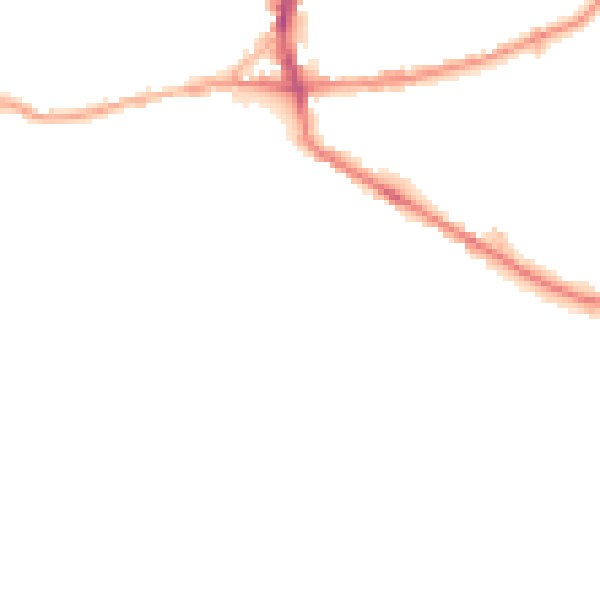 Night-time road noise heatmap for BD19 5AU