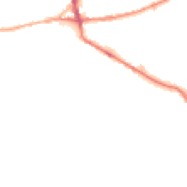 Night-time road noise heatmap for BD19 5AX