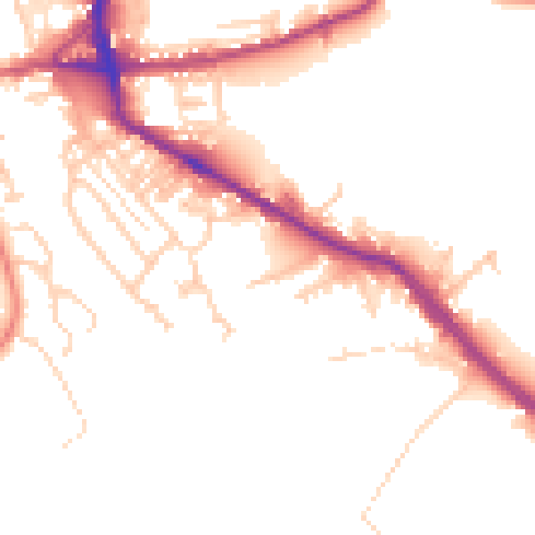 Daytime road noise heatmap for BD19 5BE