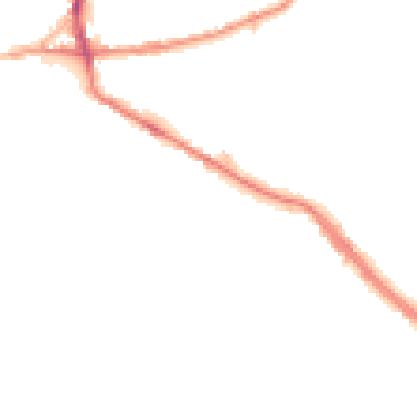 Night-time road noise heatmap for BD19 5BE