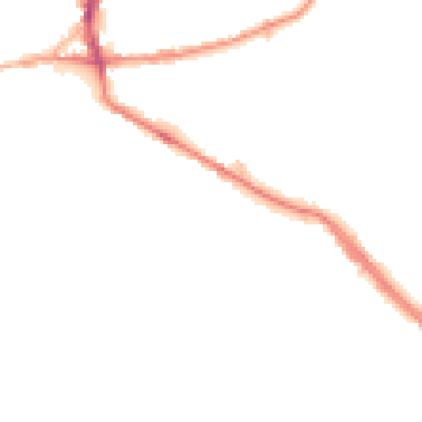 Night-time road noise heatmap for BD19 5BG