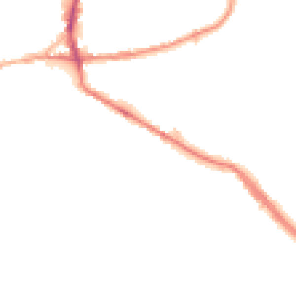 Night-time road noise heatmap for BD19 5BL