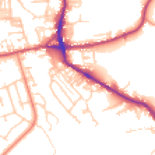 Daytime road noise heatmap for BD19 5BP