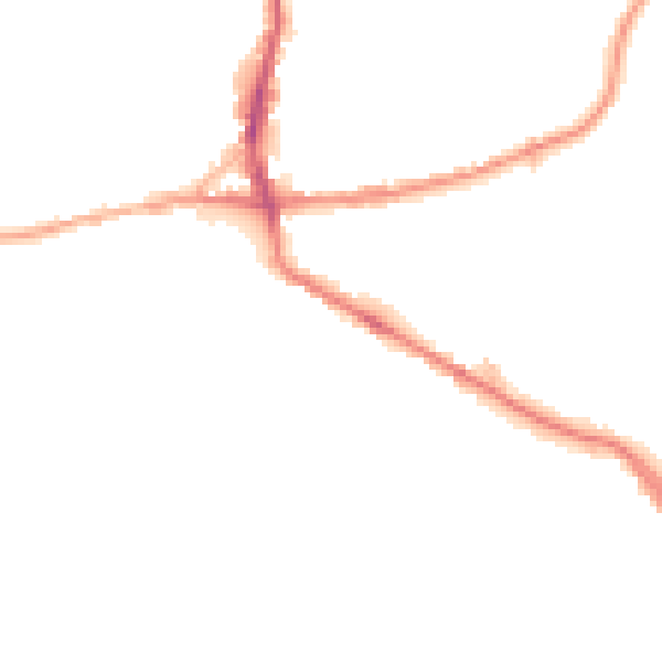 Night-time road noise heatmap for BD19 5BP