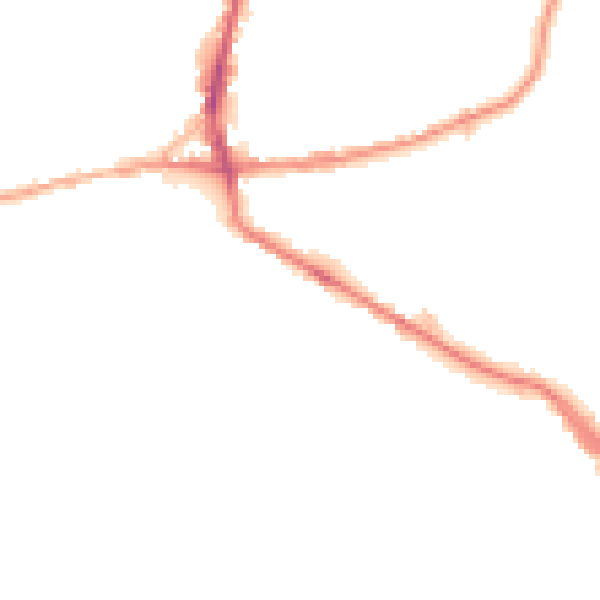 Night-time road noise heatmap for BD19 5BW