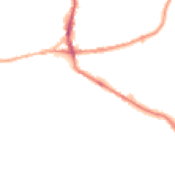 Night-time road noise heatmap for BD19 5BX