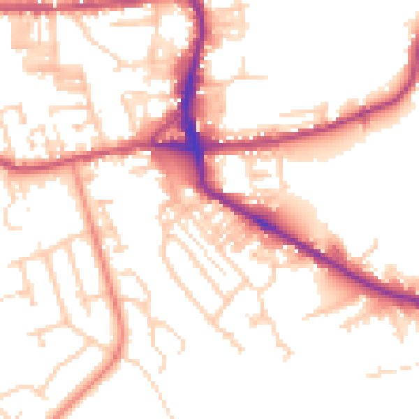 Daytime road noise heatmap for BD19 5DA