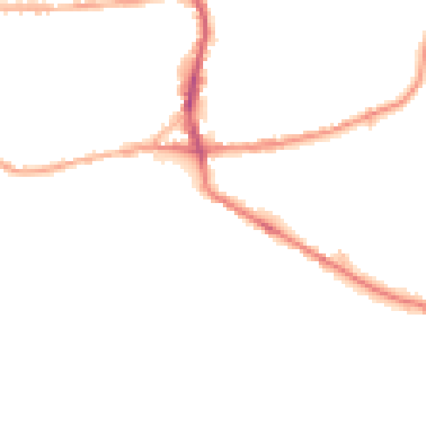 Night-time road noise heatmap for BD19 5DA