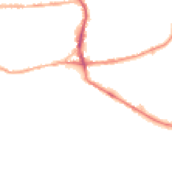 Night-time road noise heatmap for BD19 5DD
