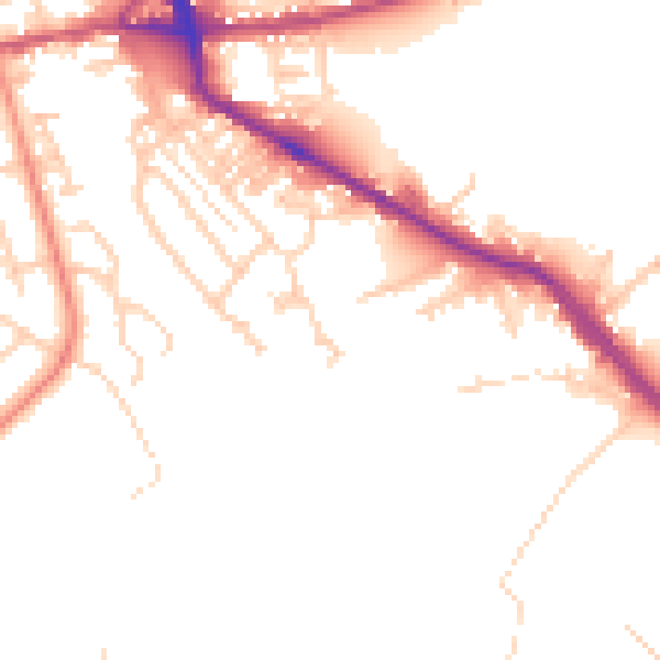 Daytime road noise heatmap for BD19 5DF