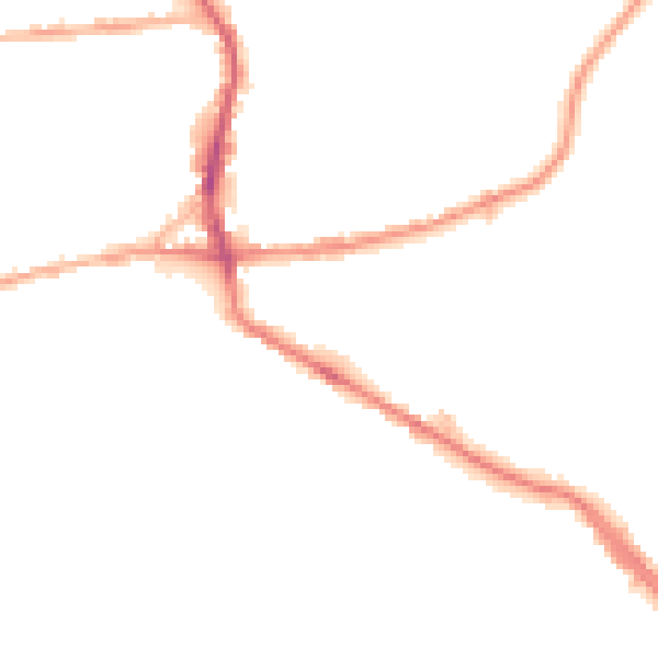 Night-time road noise heatmap for BD19 5DW