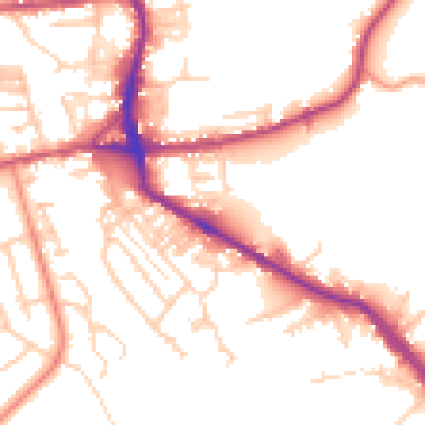 Daytime road noise heatmap for BD19 5DY