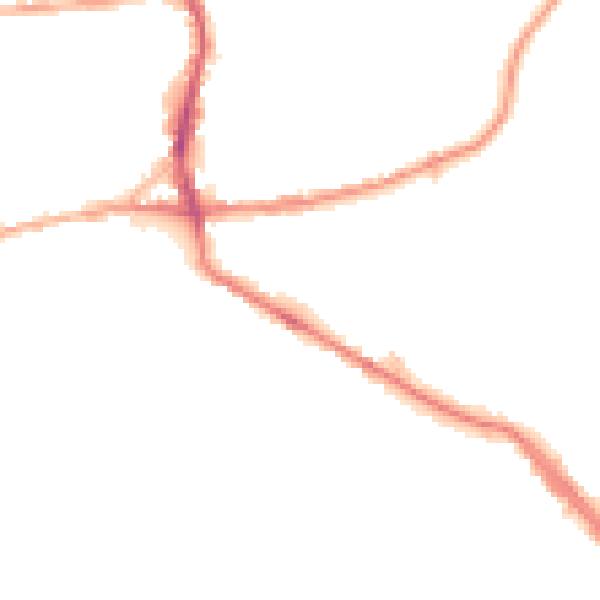 Night-time road noise heatmap for BD19 5DY