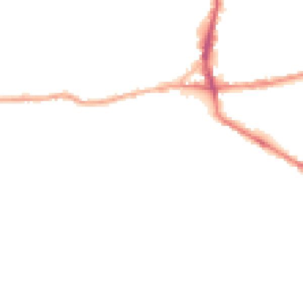 Night-time road noise heatmap for BD19 5ED