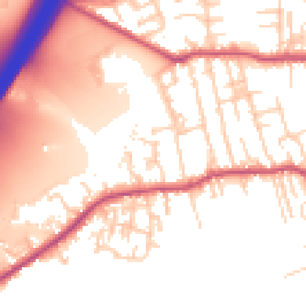 Daytime road noise heatmap for BD19 5EN