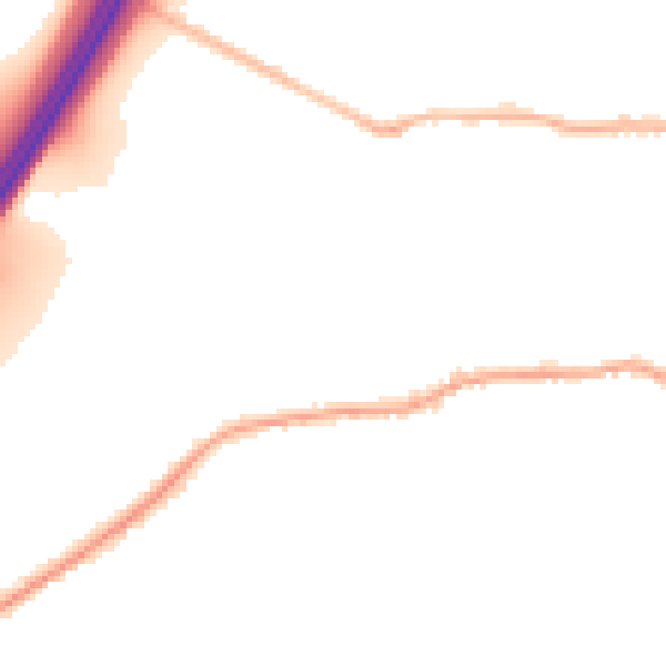 Night-time road noise heatmap for BD19 5EN