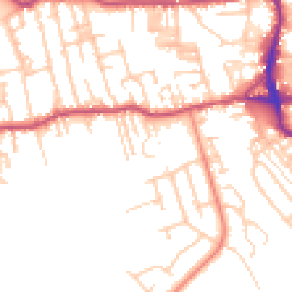Daytime road noise heatmap for BD19 5HJ