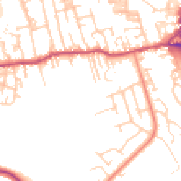 Daytime road noise heatmap for BD19 5HP